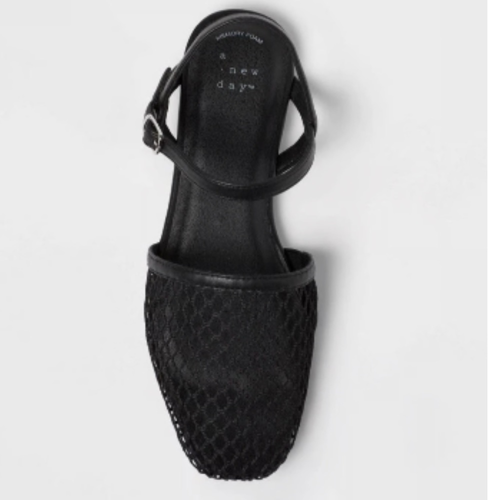 a new day “Vanna” Black Fishnet Slingback Sandal